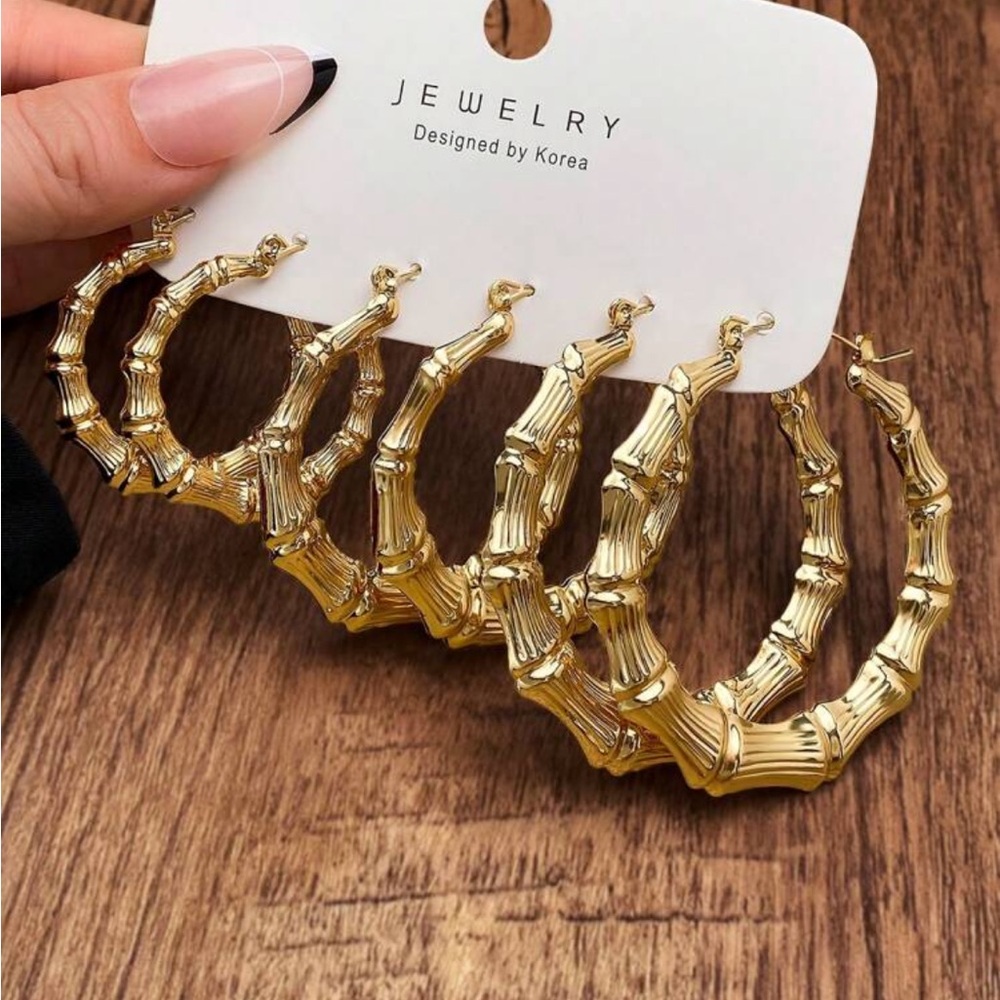 Gold Bamboo Hoop Earrings